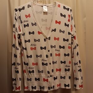 Disney Parks Minnie Mouse And Bows Lightweight Cardigan.  Size Large